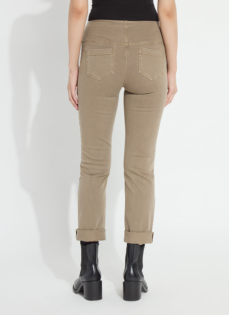 Lysse Everwood Boyfriend Denim jeans shown from the back with cuffed hems and black ankle boots
