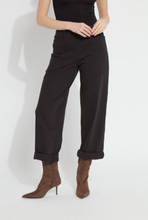 Lysse Black Penelope Curved Cuffed Denim styled with a black top and brown pointed boots