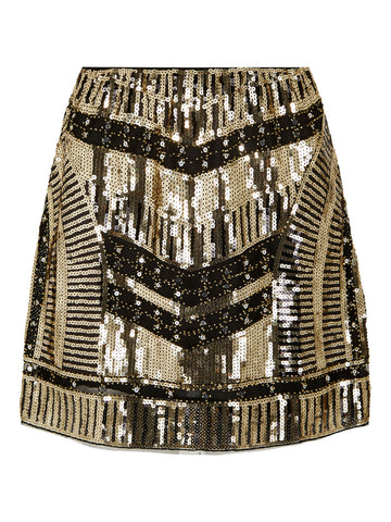 Apricot Sequin Placement Mini Skirt