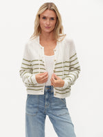 Annalora Striped Button Up Hoodie