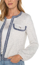 Collarless Jacket with Fray Detail