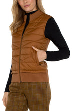 Sleeveless Quilted Front Full Zip Sweater Vest