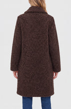 Back view of a person wearing a Teddy Brown Double Breasted Coat by liverpool with textured brown fabric.
