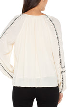 Liverpool Long Sleeve Raglan Woven Blouse with Embroidery