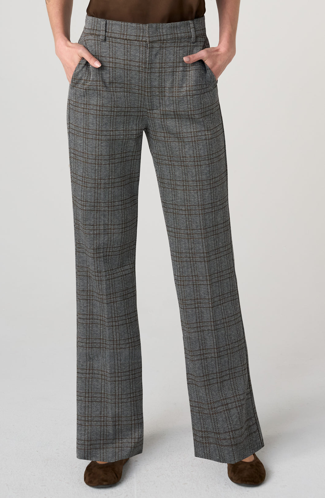 Liverpool Herringbone Wide Leg Trousers