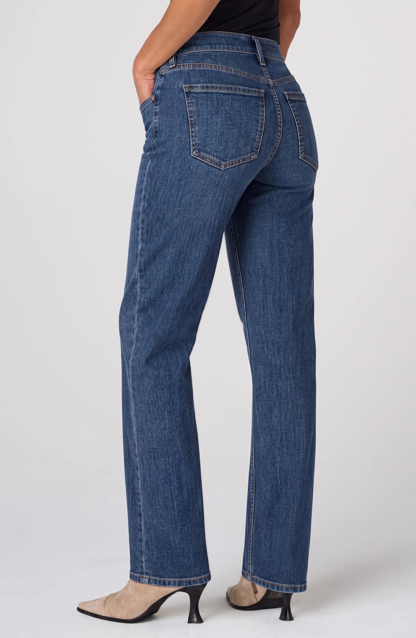 Liverpool Kennedy Straight With Vertical Seaming jeans shown from the back with straight legs and vertical seaming