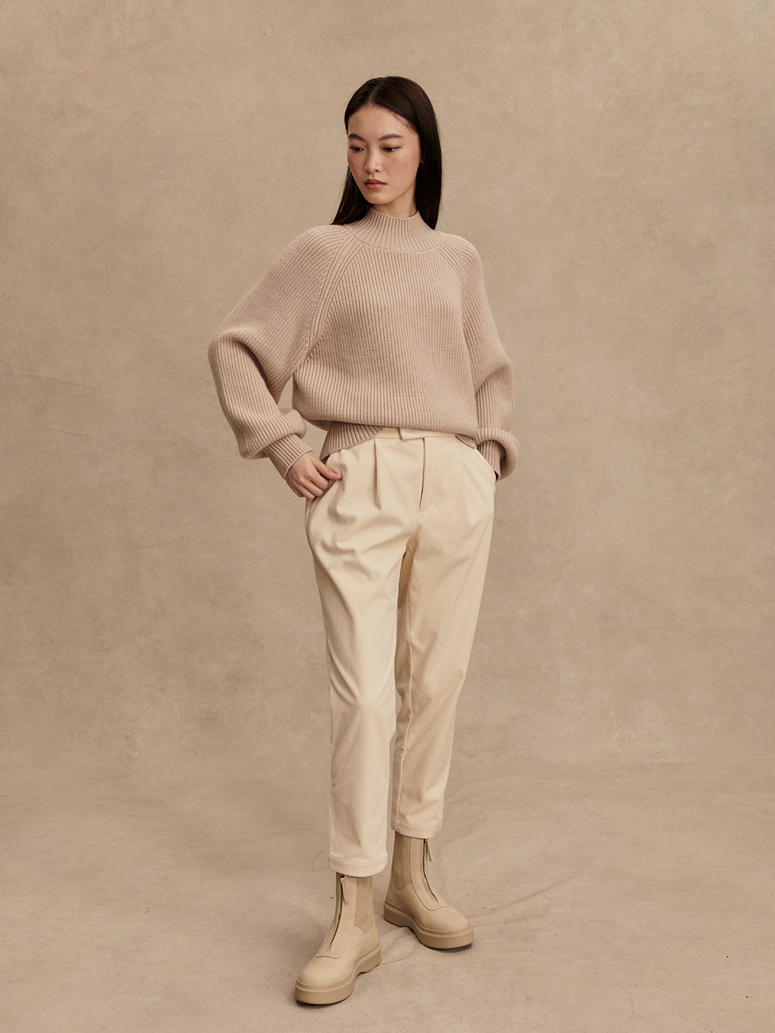 Varley Martina High Neck Rib Knit Sweater