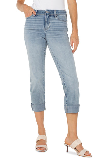 Liverpool Charlie Crop Wide Rolled Cuff Jeans