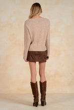 Elan Simply Stone beige V-neck sweater, back view