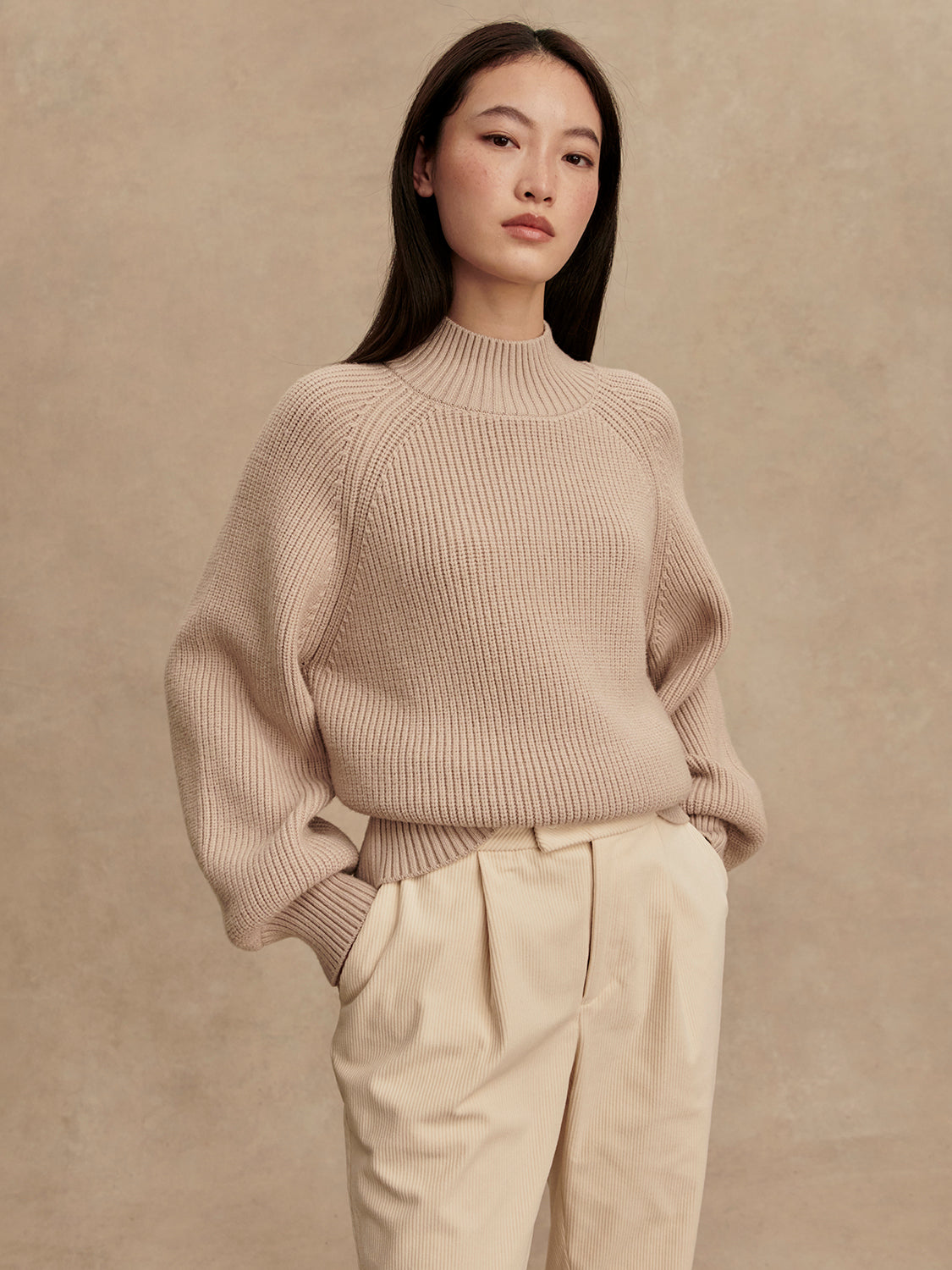 Varley Martina High Neck Rib Knit Sweater