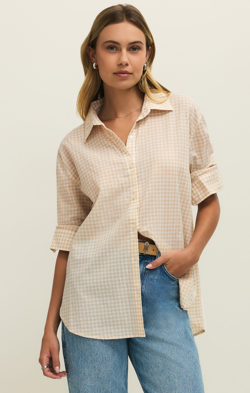 Z Supply Gingham Seaport Button Up Top