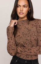 Cocoa Bean Onyx Snake Top by z supply in brown snake print with long sleeves and mock neckline